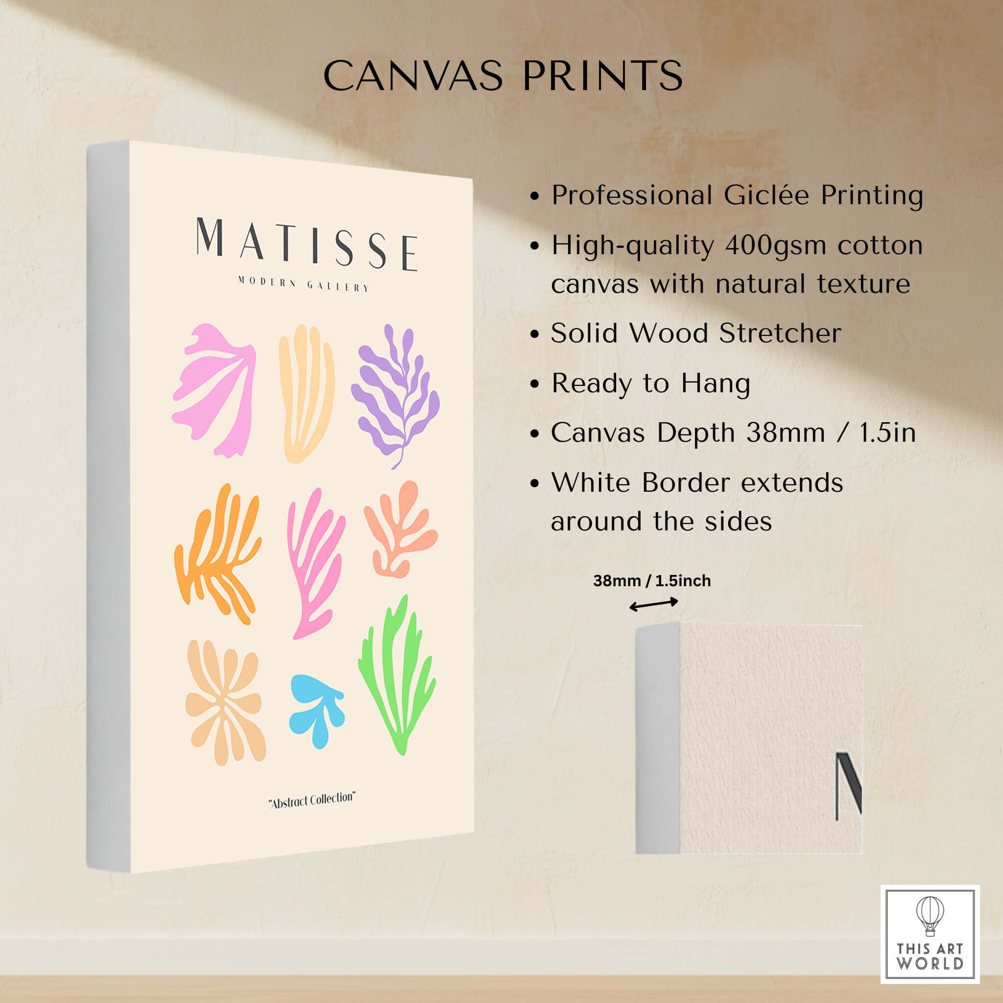 Matisse Art Prints - Abstract Botanical Shapes Grid Poster with colorful organic shapes on canvas
