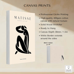Matisse Art Prints - Figurative Lady Poster Art showcased on high-quality canvas with minimalist design.