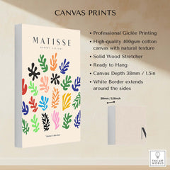 Matisse Art Prints - Colorful Abstract Shapes Scatter Print on high-quality canvas with vibrant botanical designs.