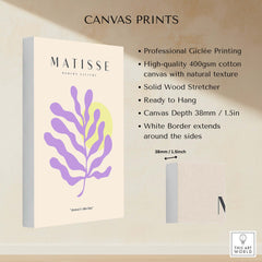 Matisse Art Prints - Purple Botanical Abstract Poster showcasing professional Giclée printing on canvas.