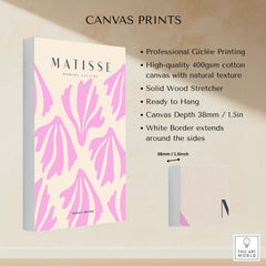 Matisse Art Prints - Pink Abstract Shapes Pattern Poster showcasing professional Giclée printing on natural textured canvas.