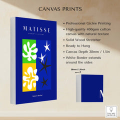 Matisse Art Prints - Abstract Blue Poster showcasing vibrant geometric design with professional Giclée printing on canvas.