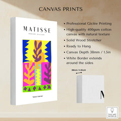 Matisse Art Prints - Colorful Abstract Leaves Blocks Wall Art showcased on high-quality canvas with natural texture.