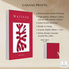 Matisse Art Prints - Red Coral Abstract Black Diamonds Poster showcasing vibrant coral design with black diamonds against a rich red border.
