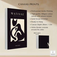 Matisse Art Prints - Black Beige Abstract Composition Poster displayed on canvas with high-quality printing details.