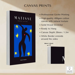 Matisse Art Prints - Icarus Black Figure with Stars Poster featuring professional Giclée printing on canvas.