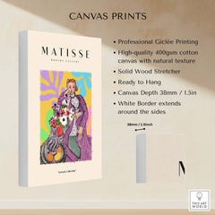 Matisse Art Prints - Stylized Woman with Flowers Fruit Still Life Interior Poster on canvas with Giclée printing quality.