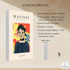 Matisse Art Prints - Woman Portrait Abstract Floral Poster on high-quality canvas with Giclée printing.