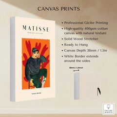Matisse Art Prints - Seated Figure in Cap Poster showcasing canvas print details and vibrant artwork.