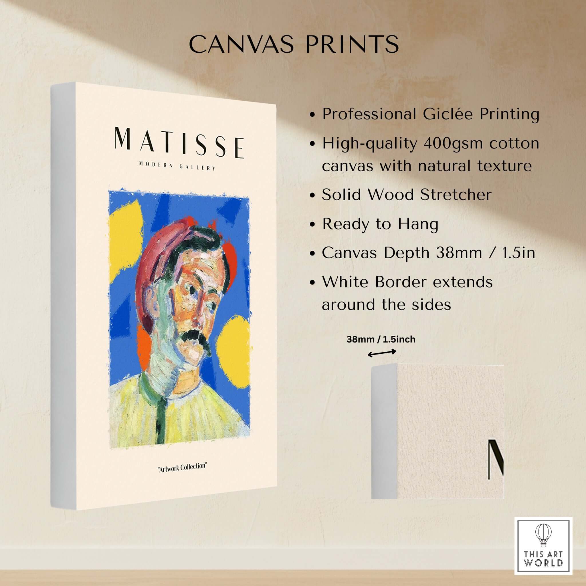 Matisse Art Prints -  Abstract Man Portrait Poster showcasing professional Giclée printing on high-quality canvas.