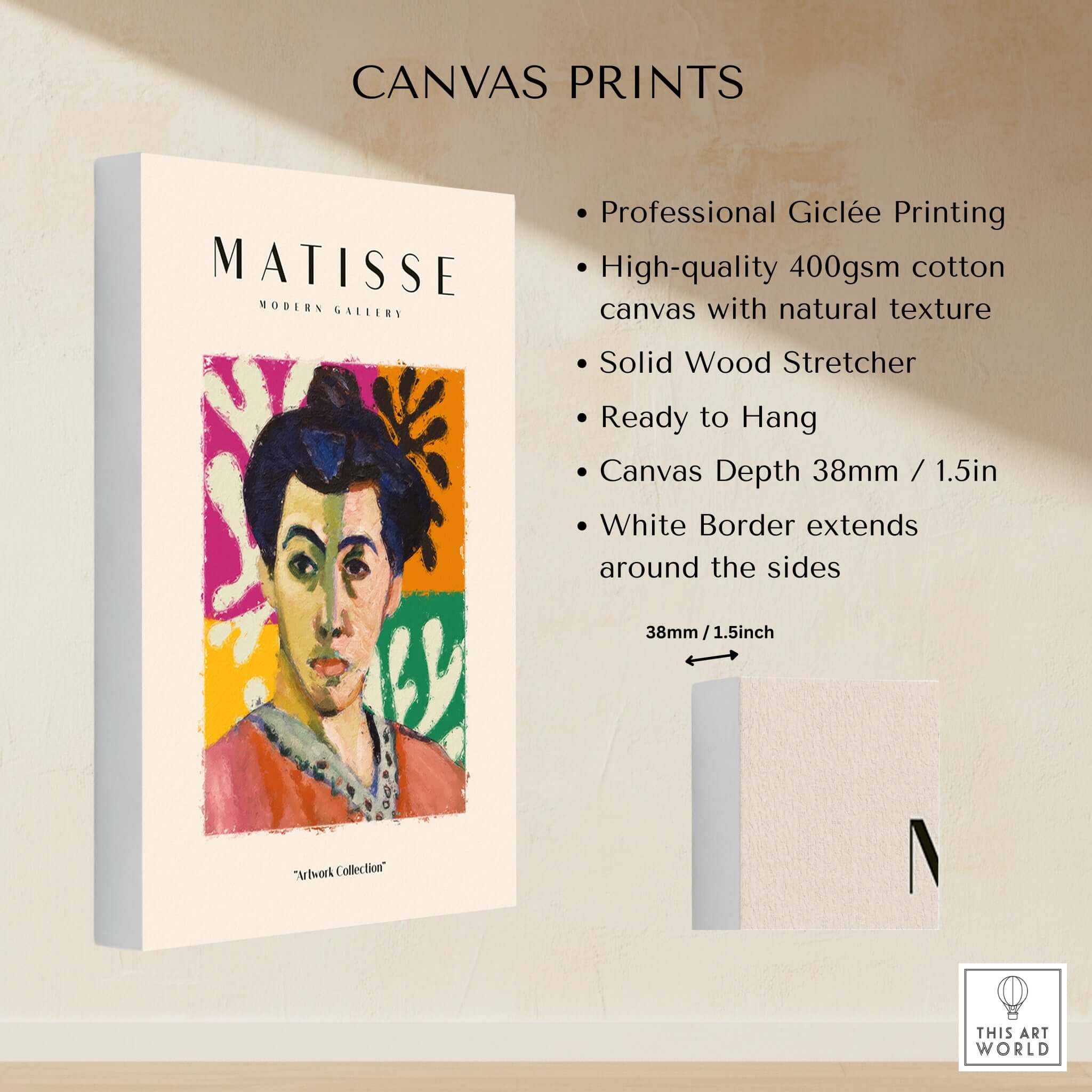 Matisse Art Prints - Abstract Portrait Poster showcasing professional Giclée printing on textured canvas.