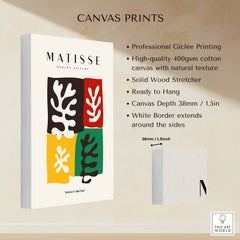 Matisse Art Prints - Four Blocks Abstract Leaves Color Poster showcasing professional Giclée printing on canvas.