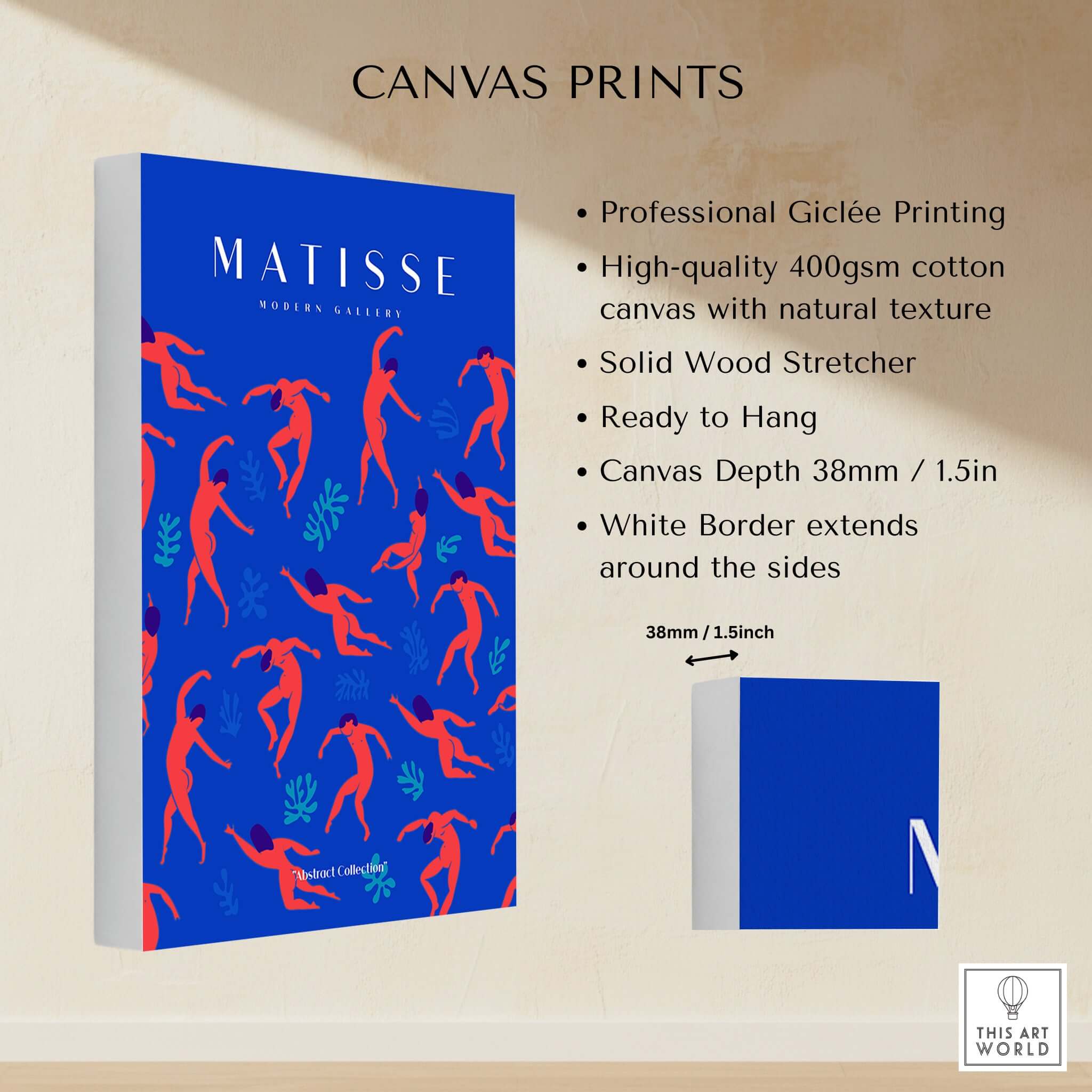 Matisse Art Prints -  Dancing Figures Pattern Red Blue Poster showing professional Giclée printing on high-quality canvas.