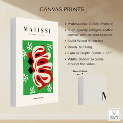 Matisse Art Prints -  Abstract Shape Red Green Poster, Giclée printed on high-quality canvas with natural texture.