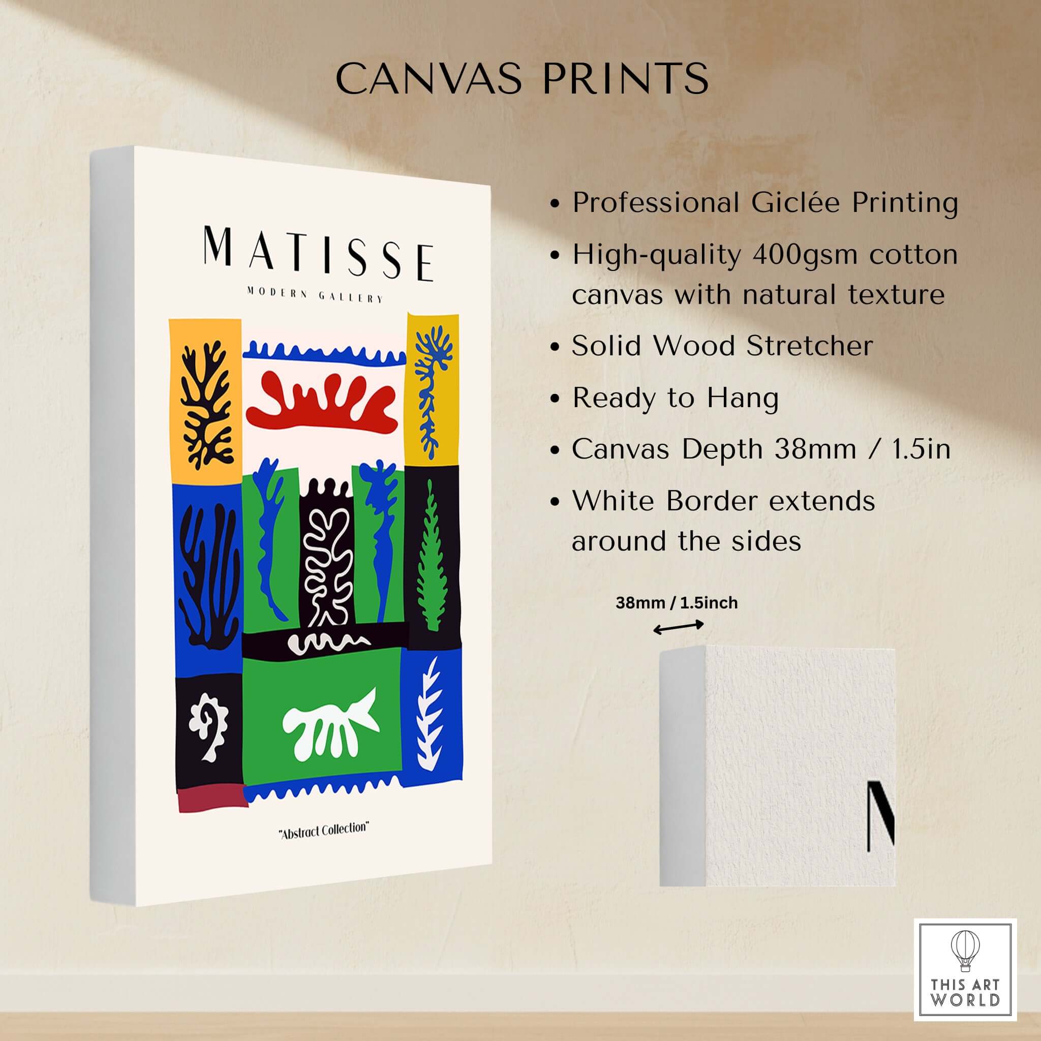 Matisse Art Prints -  Complex Abstract Botanical Patchwork Poster showcasing professional Giclée printing on canvas.