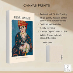 Matisse Art Print - Madras Rouge Red Headdress 1907 Wall Art Poster showcasing canvas print details and vibrant colors.