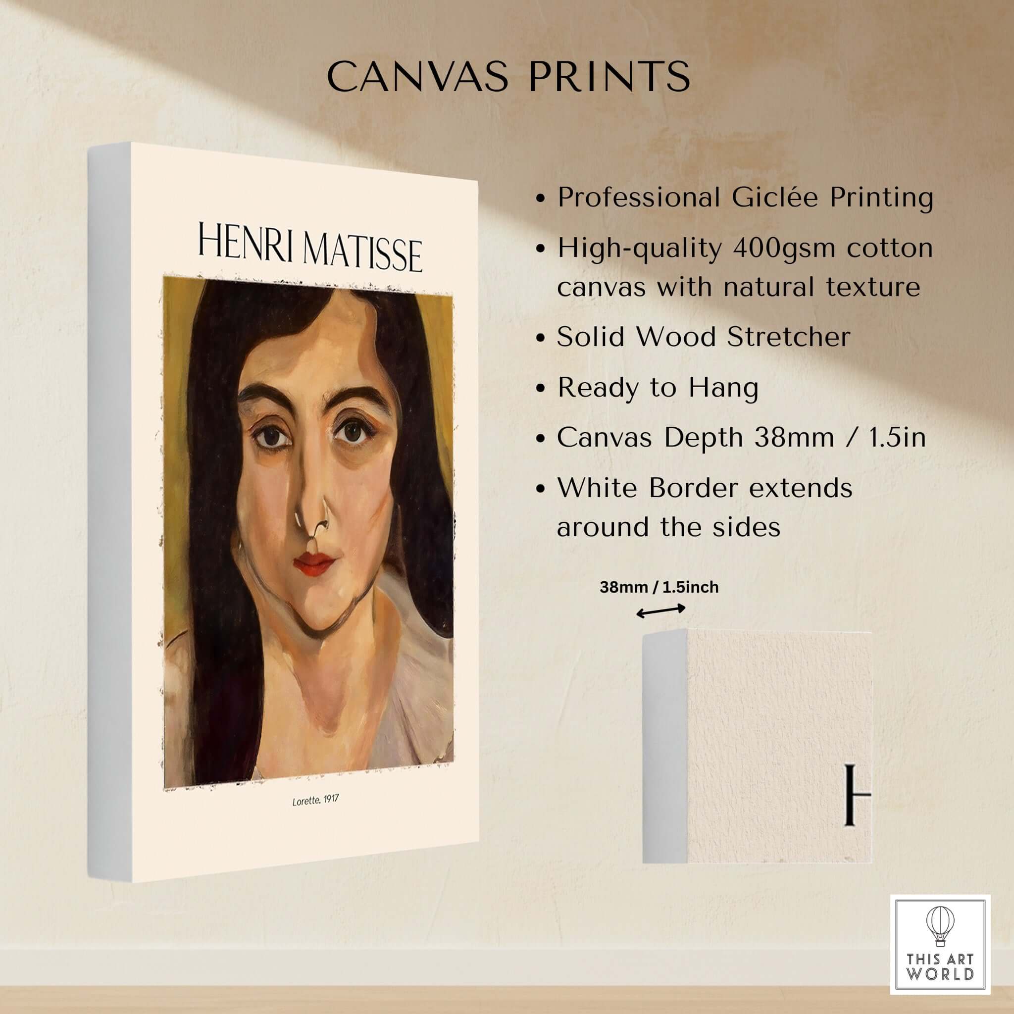 Matisse Art Print - Lorette 1917 Portrait Poster Print features professional Giclée printing and hangs ready.