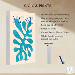 Matisse Cyan Blue Abstract Shape Papiers Découpés Poster showcasing professional Giclée printing on canvas.