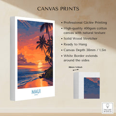 Maui Hawaii Canvas Print | Serene Tropical Beach Landscape Poster showcasing professional Giclée printing and natural texture.