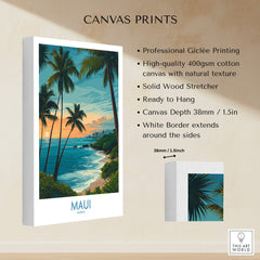 Maui Canvas Print | Hawaii Poster showcasing professional Giclée printing and vibrant Hawaiian landscape.