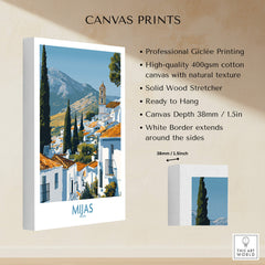 Mijas Spain Poster | Scenic Mountain Town Landscape Canvas Print showcasing professional Giclée printing and vibrant landscape.