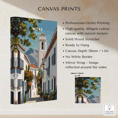 Mijas Spain Travel Poster | Traditional White Street Wall Art Print showcasing vibrant colors and natural textures in canvas form.