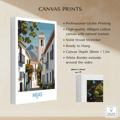 Mijas Spain Canvas Print | Historic Spanish Village Scene Poster showcasing professional Giclée printing and white border.