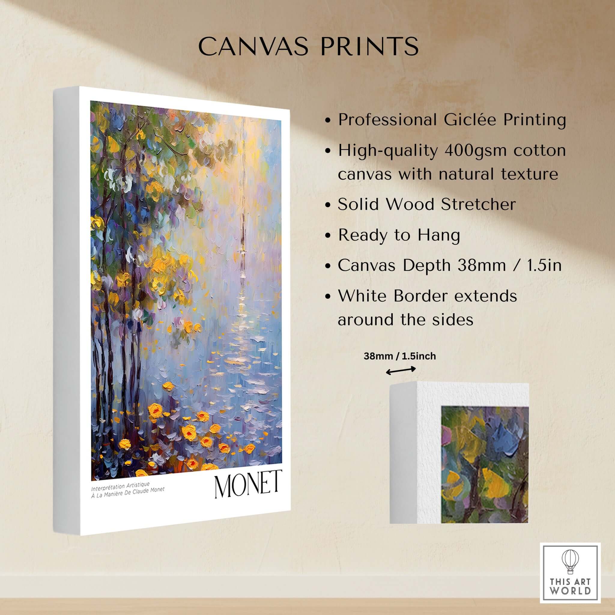 Claude Monet Art Print - Impressionist Wall Art Poster - Monet Framed Print showcased on high-quality canvas with natural texture.