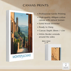 Montepulciano Italy Poster | Tuscany Landscape Vineyard Canvas Print showcasing professional Giclée printing features.