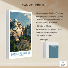 Mount Rushmore Poster | Black Hills National Memorial Canvas Print showcasing professional Giclée printing and solid wood stretcher.