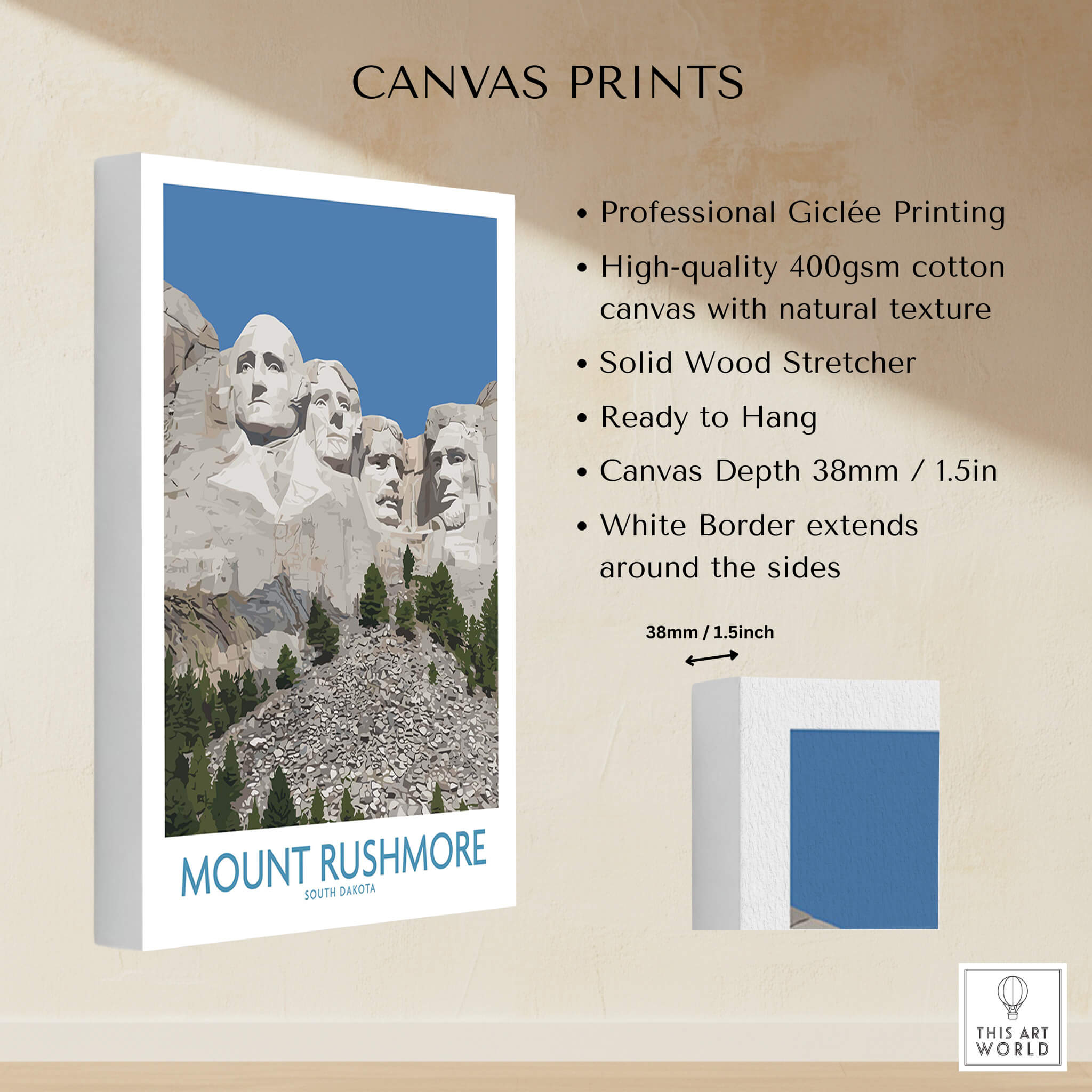 Mount Rushmore Poster | Black Hills National Memorial Canvas Print South Dakota showcasing professional quality and features.