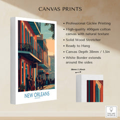 New Orleans Canvas Print | Musical Heritage Cityscape Poster showcasing professional giclée printing on high-quality canvas.