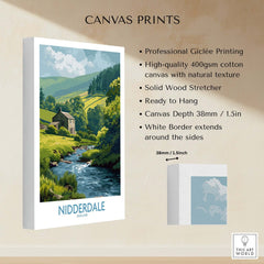 Nidderdale England Riverside Cottage Art Print | Yorkshire Valley Poster showcasing professional Giclée printing on canvas.