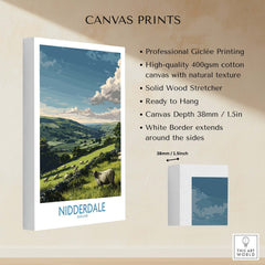 Nidderdale Art Print | Yorkshire Dales Sheep Poster showcasing professional Giclée printing and pastoral landscape.