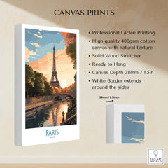 Paris Art Print featuring vibrant sunset and Eiffel Tower, perfect for home decor and Paris enthusiasts.