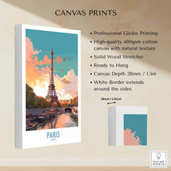 Paris Wall Art - Eiffel Tower stunning canvas print featuring the iconic Eiffel Tower in a dreamy sunset backdrop.