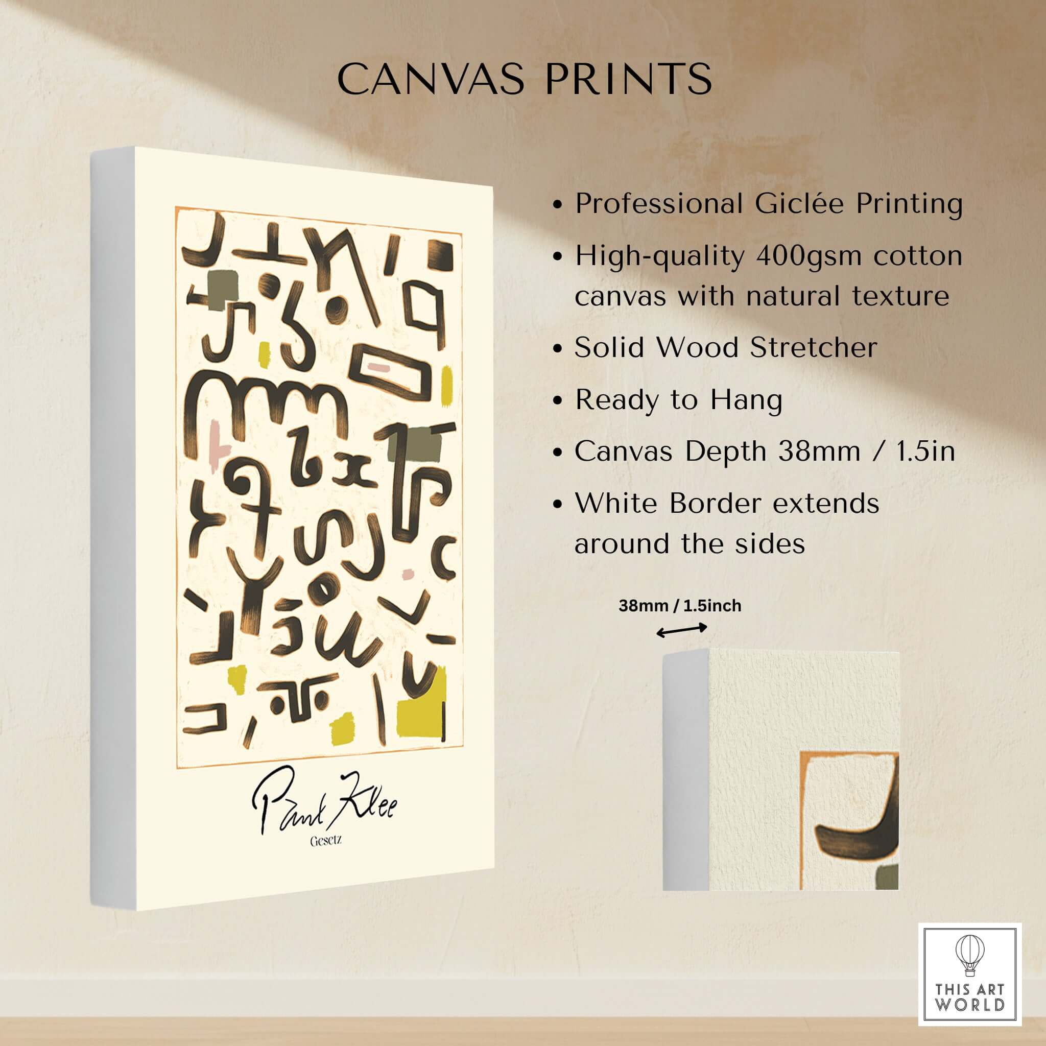 Paul Klee Gesetz Abstract Symbols Modern Art Print Wall Poster Decor featuring professional quality canvas.
