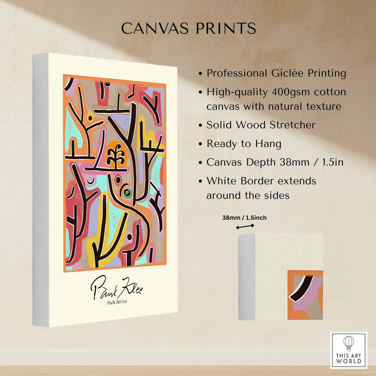 Paul Klee Park Bei Lu Colorful Abstract Landscape Poster Art Print showcasing professional Giclée printing on canvas.