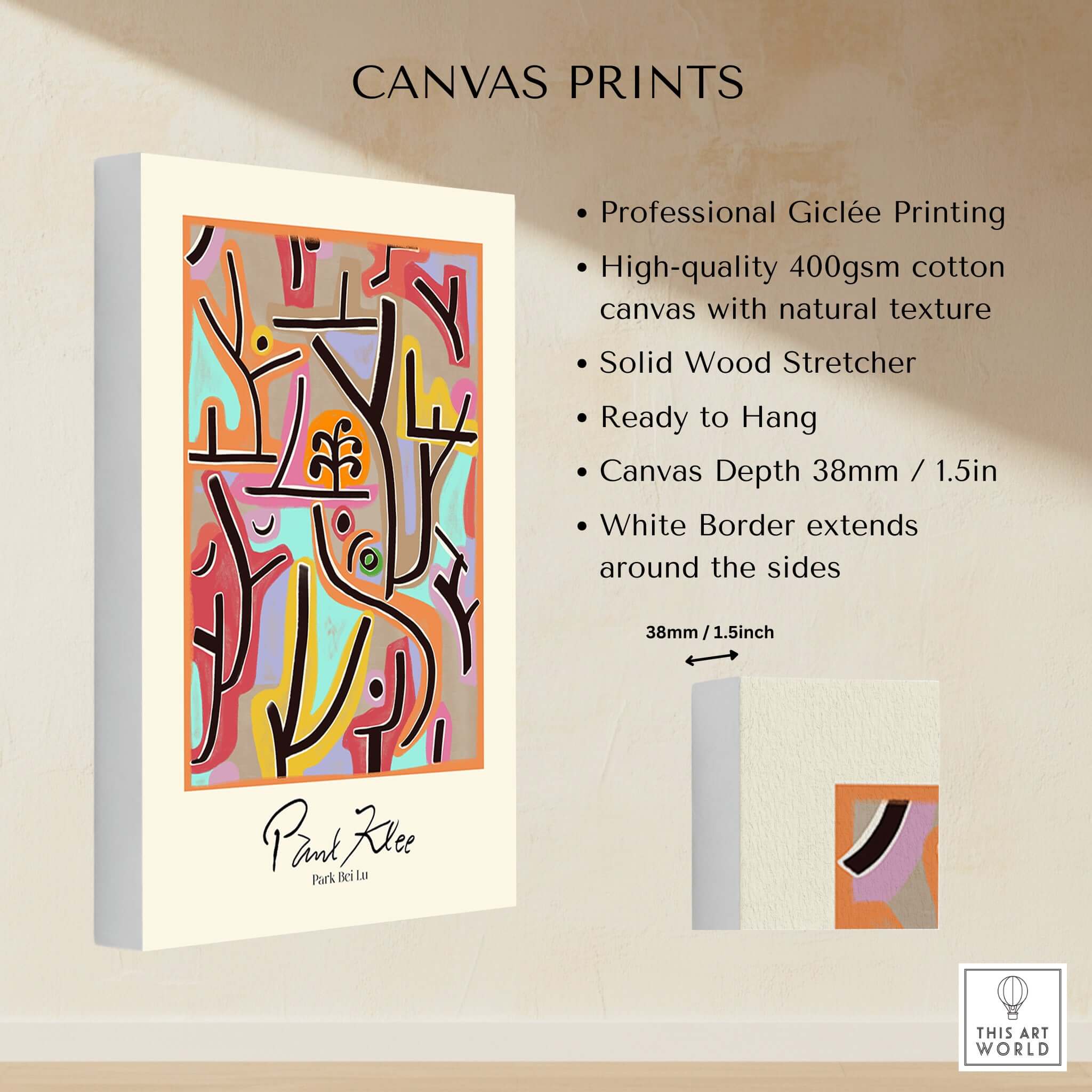 Paul Klee Park Bei Lu Colorful Abstract Landscape Poster Art Print showcasing professional Giclée printing on canvas.