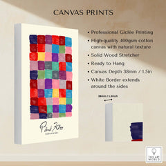 Paul Klee L univers De Klee Colorful Squares Abstract Grid Poster Art Print displayed on canvas with Giclée printing.