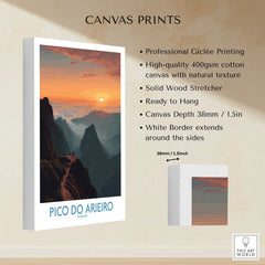 Pico do Arieiro Madeira sunset travel poster on stretched cotton canvas, ready to hang wall art