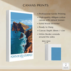 Stretched cotton canvas print of Ponta de São Lourenço Madeira coastline wall art