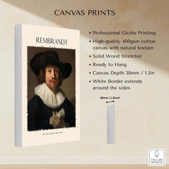 Rembrandt Man with Sheet Music 1633 Portrait Art Print Dutch Master Poster on canvas with natural texture