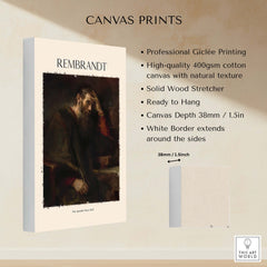 Rembrandt The Apostle Paul 1657 Religious Art Print Baroque Painting Poster with canvas details and specifications.