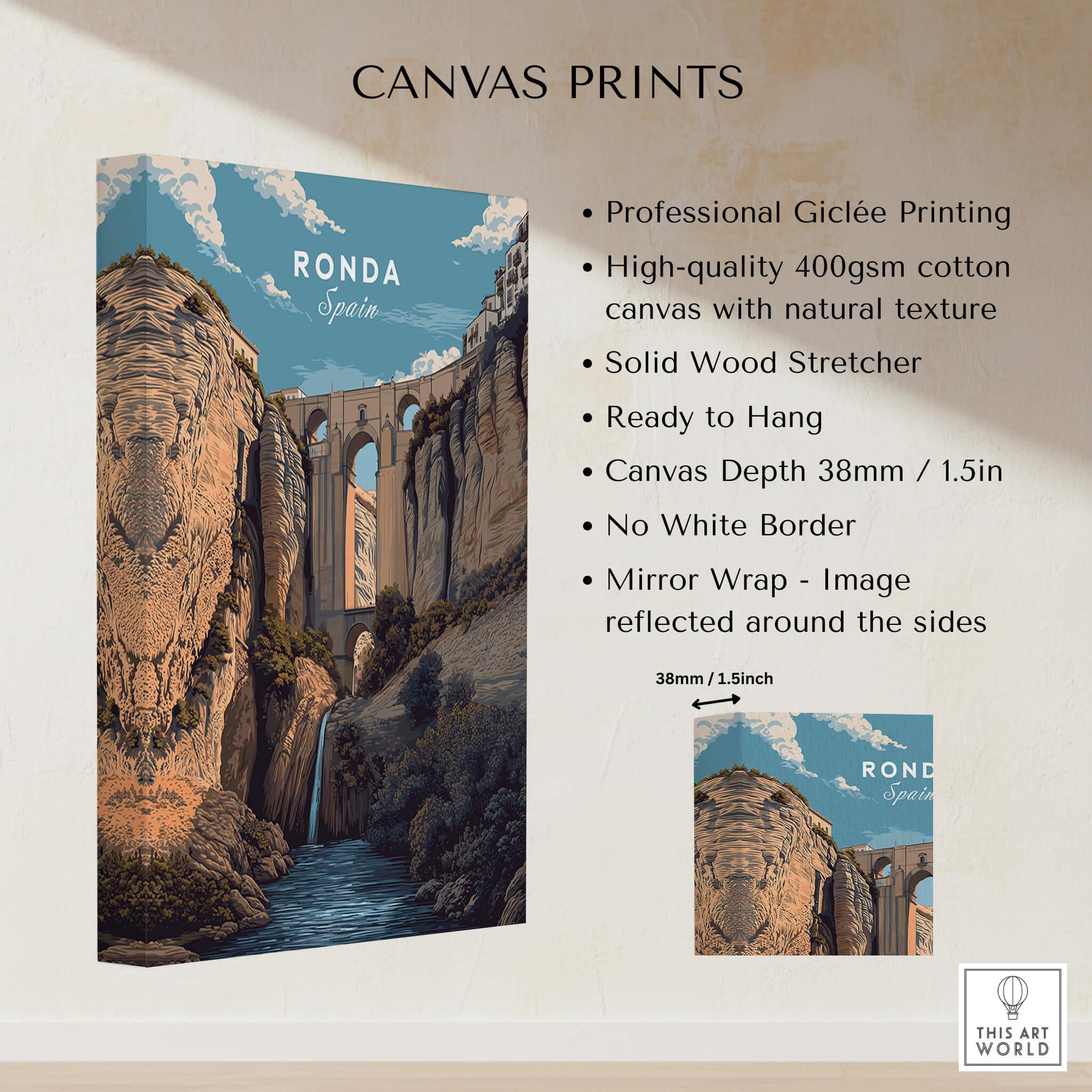 Ronda Spain Wall Art Print | Puente Nuevo Gorge Waterfall – This