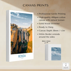 Ronda Spain Poster | Iconic Stone Bridge & Valley View Canvas Print showcasing professional Giclée printing and design details.