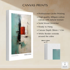 Rothko Inspired Abstract Red and Mint Art Print | Mid-Century Modern Wall Decor displayed on canvas prints.
