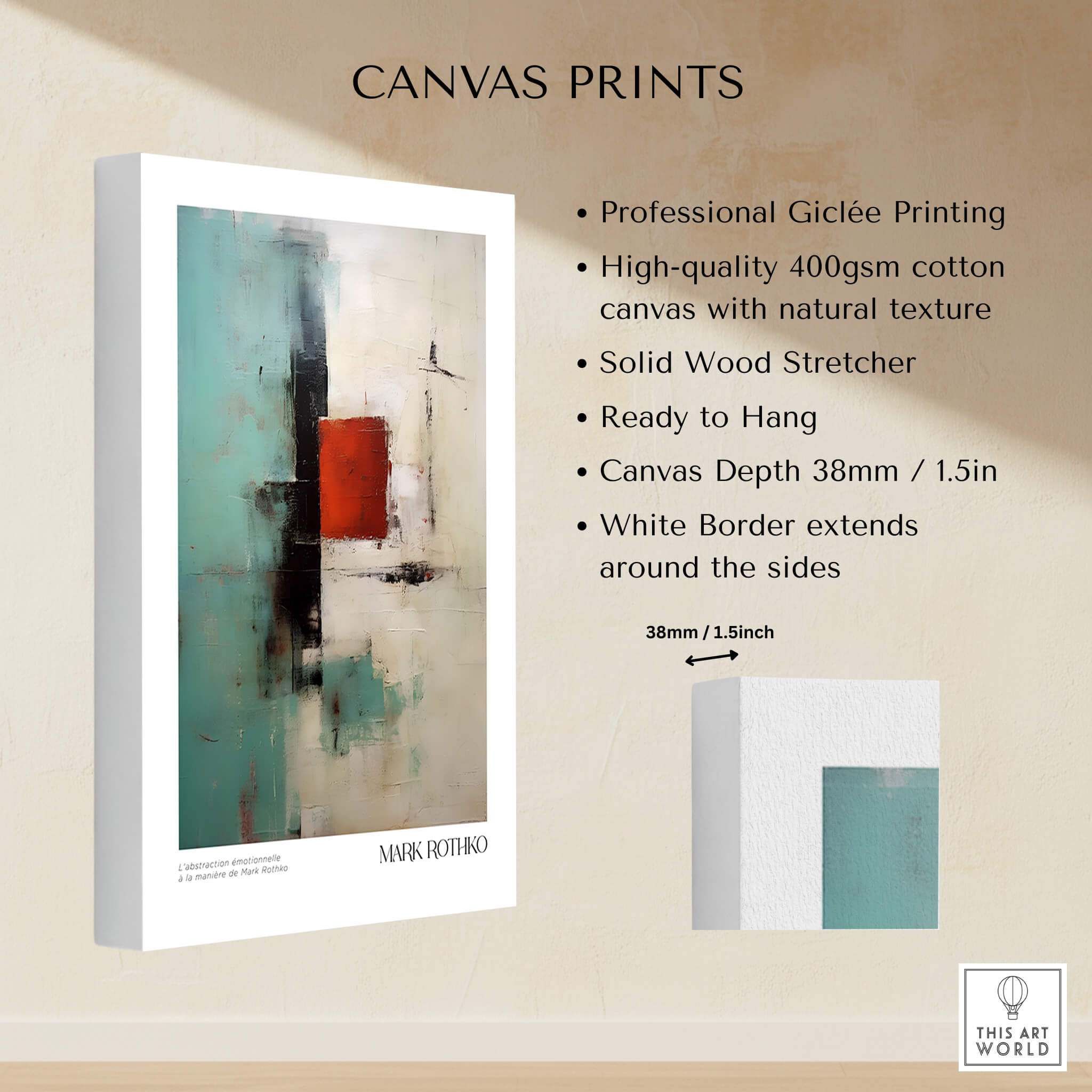 Rothko Inspired Abstract Red and Mint Art Print | Mid-Century Modern Wall Decor displayed on canvas prints.