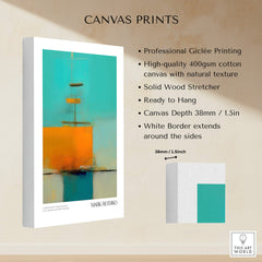 Rothko Inspired Abstract Turquoise Orange Art Print | Minimalist Wall Decor canvas print showcasing vibrant colors and professional quality.