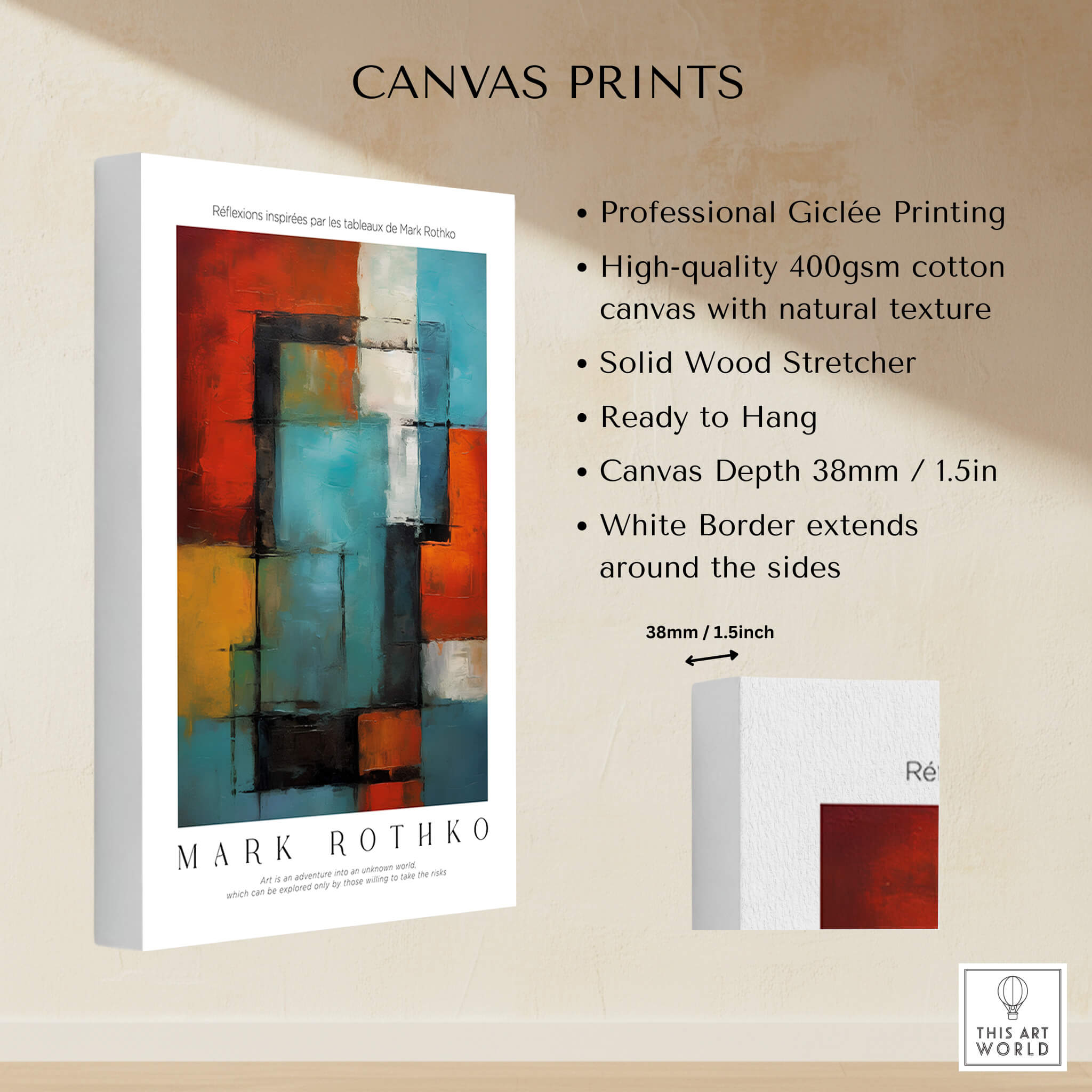 Rothko Style Modern Expressionist Painting Poster | Contemporary Wall Art with professional Giclée printing and canvas texture.